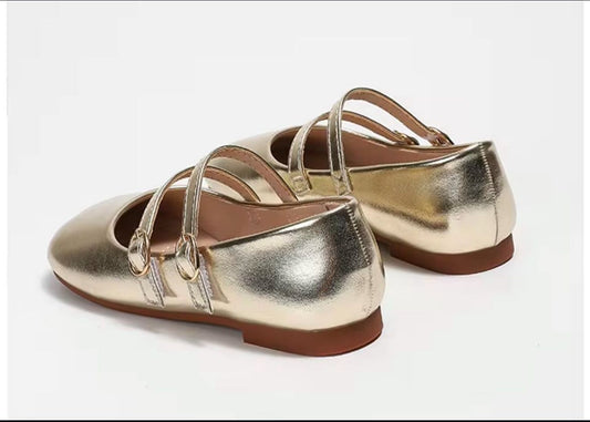 Gold Leather Flats
